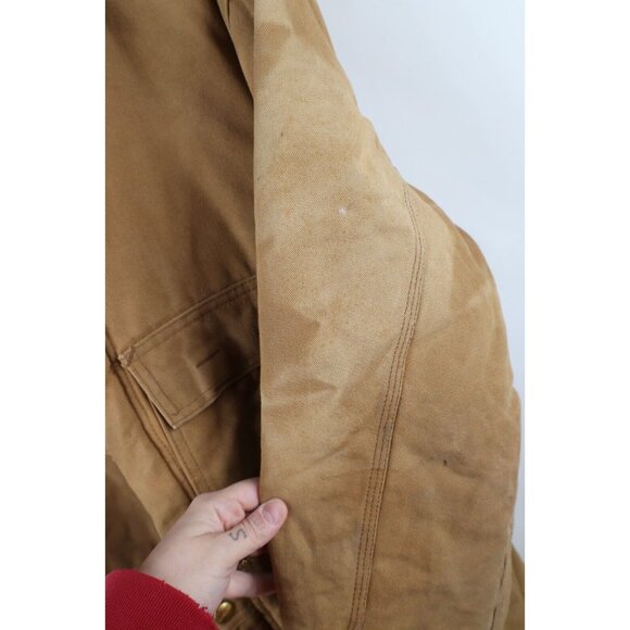Vtg 80s Carhartt Mens 44S Distressed Quilted Canvas Insulated Coveralls Bibs USA - Picture 7 of 16